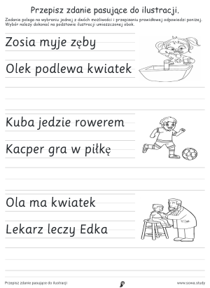Przepisz zdanie pasujące do ilustracji