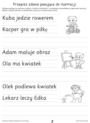 Przepisz zdanie pasujące do ilustracji