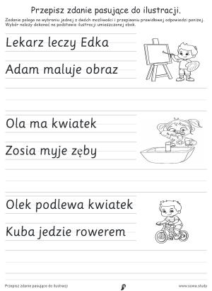 Przepisz zdanie pasujące do ilustracji