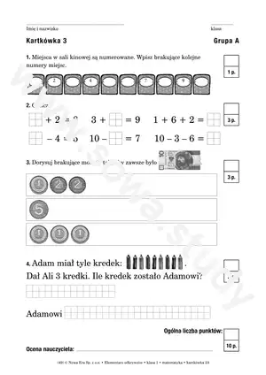  Elementarz odkrywców klasa 1 matematyka kartkówka 