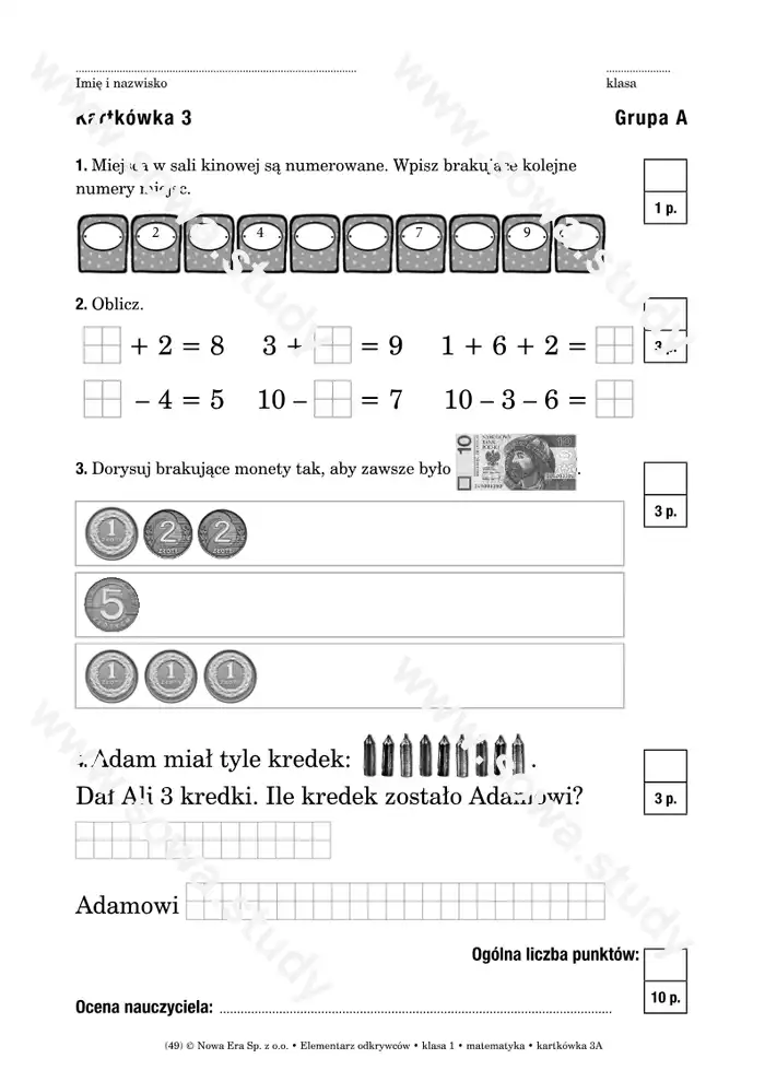 Elementarz odkrywców klasa 1 matematyka kartkówka Elementarz odkrywców klasa 1 matematyka kartkówka worksheet