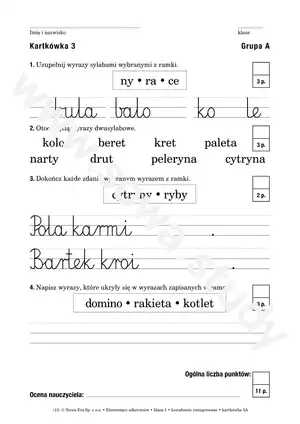 Elementarz odkrywców klasa 1 kształcenie zintegrowane kartkówka
