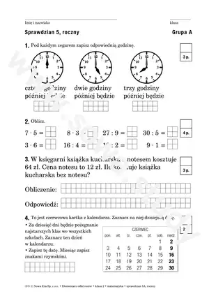 Elementarz odkrywców klasa 2 matematyka sprawdzian 5A, roczny Elementarz odkrywców klasa 2 matematyka sprawdzian 5A, roczny
