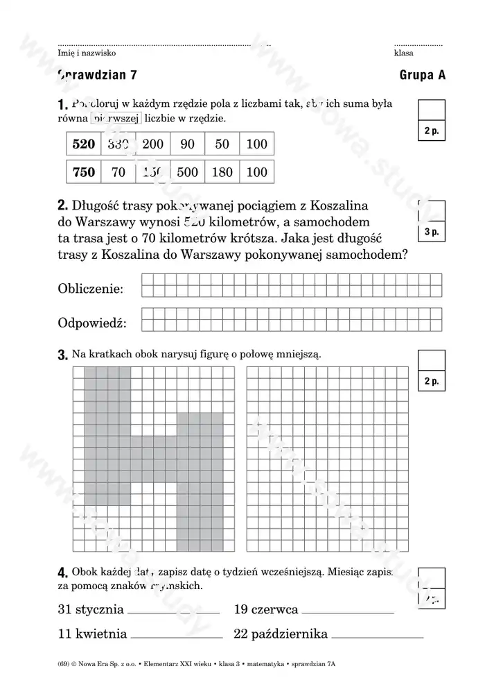 Elementarz XXI wieku klasa 3 matematyka sprawdzian Elementarz XXI wieku klasa 3 matematyka sprawdzian worksheet