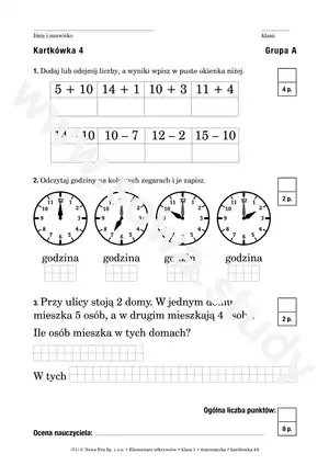 Elementarz odkrywców klasa 1 matematyka kartkówka 