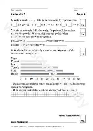 Elementarz odkrywców klasa 3 matematyka kartkówka 3A 3B