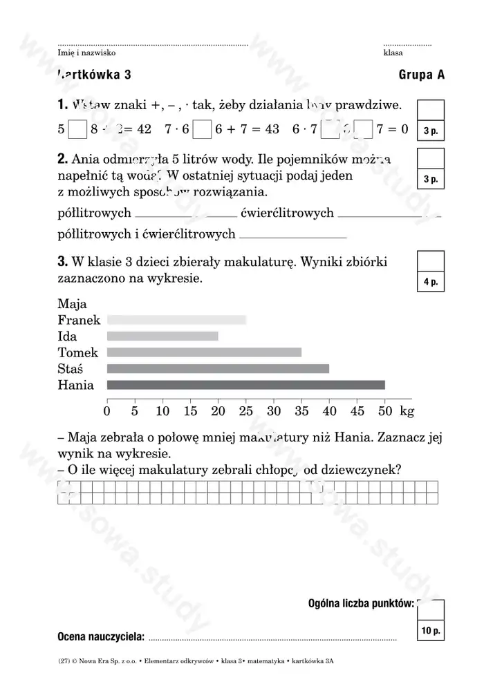 Elementarz odkrywców klasa 3 matematyka kartkówka 3A 3B Elementarz odkrywców klasa 3 matematyka kartkówka 3A 3B worksheet