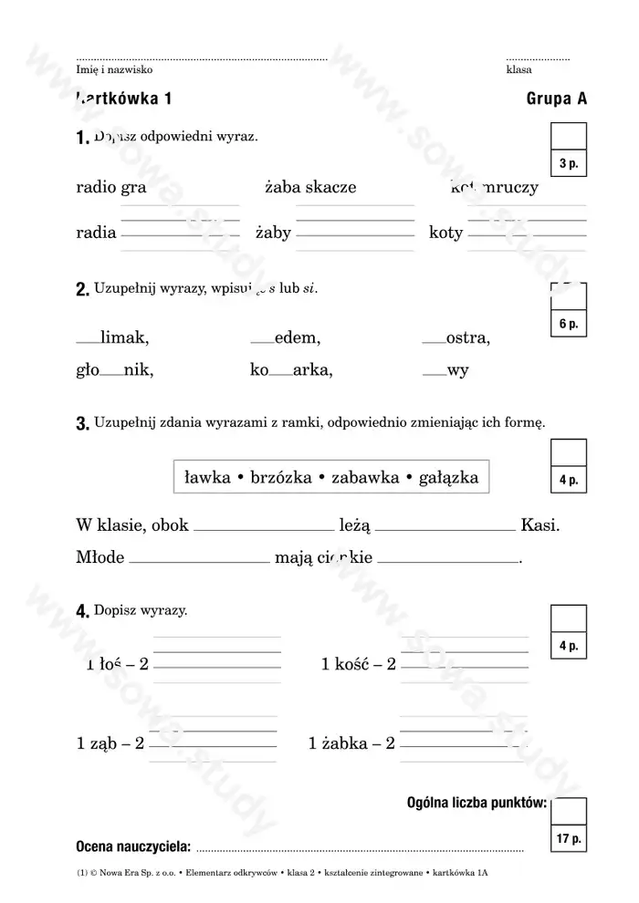 Elementarz odkrywców klasa 2 kształcenie zintegrowane kartkówka 1A 1B Elementarz odkrywców klasa 2 kształcenie zintegrowane kartkówka 1A 1B worksheet