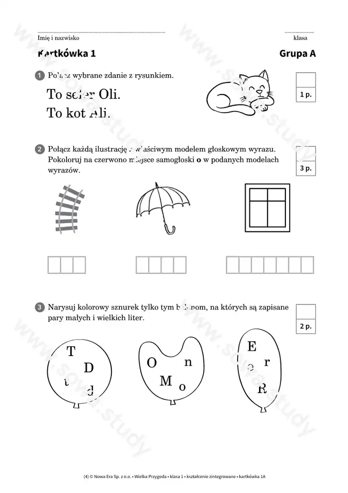Wielka Przygoda klasa 1 kształcenie zintegrowane kartkówka 1A 1B Wielka Przygoda klasa 1 kształcenie zintegrowane kartkówka 1A 1B worksheet