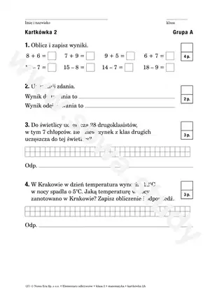 Elementarz odkrywców klasa 2 matematyka kartkówka 2A