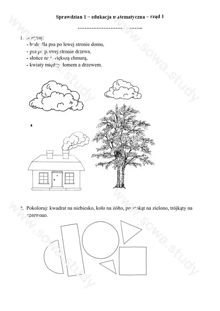 Sprawdzian 1 – edukacja matematyczna Sprawdzian 1 – edukacja matematyczna worksheet