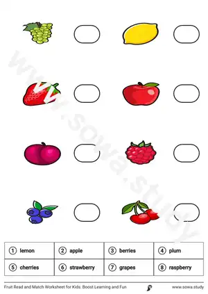 Fruit Read and Match Worksheet for Kids: Boost Learning and Fun