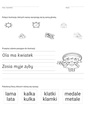 Sprawdzian klasa 1 - polonistyczna