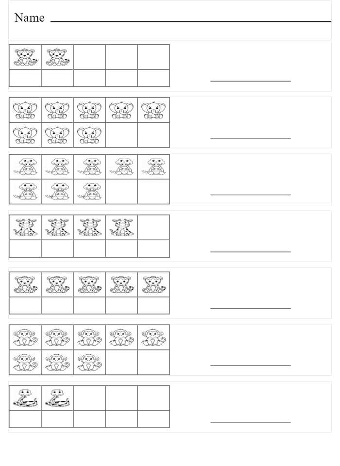 Count safari animals in frame worksheet