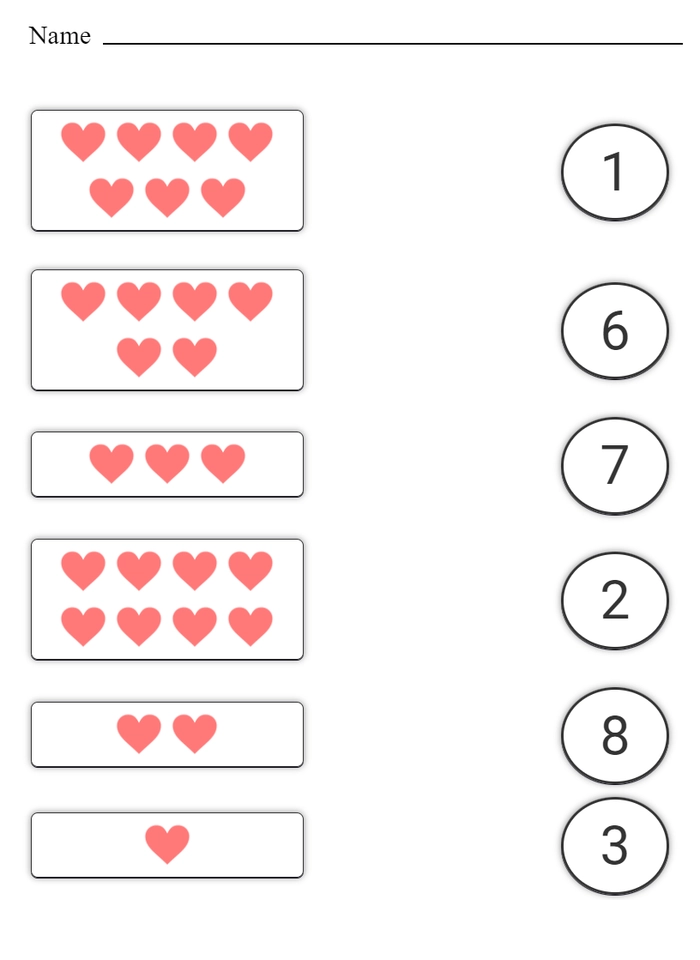 Add and Match Valentine's Day worksheet