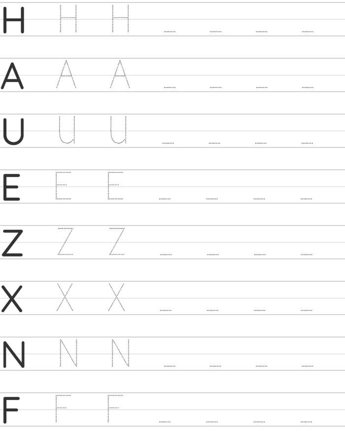 Alphabet Tracing two Letters rest empty space worksheet