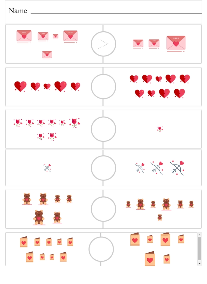 Count and compare - Valentine's Day worksheet