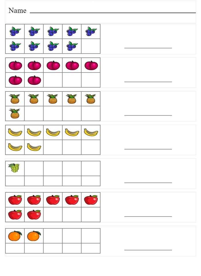 Count fruits in frame worksheet