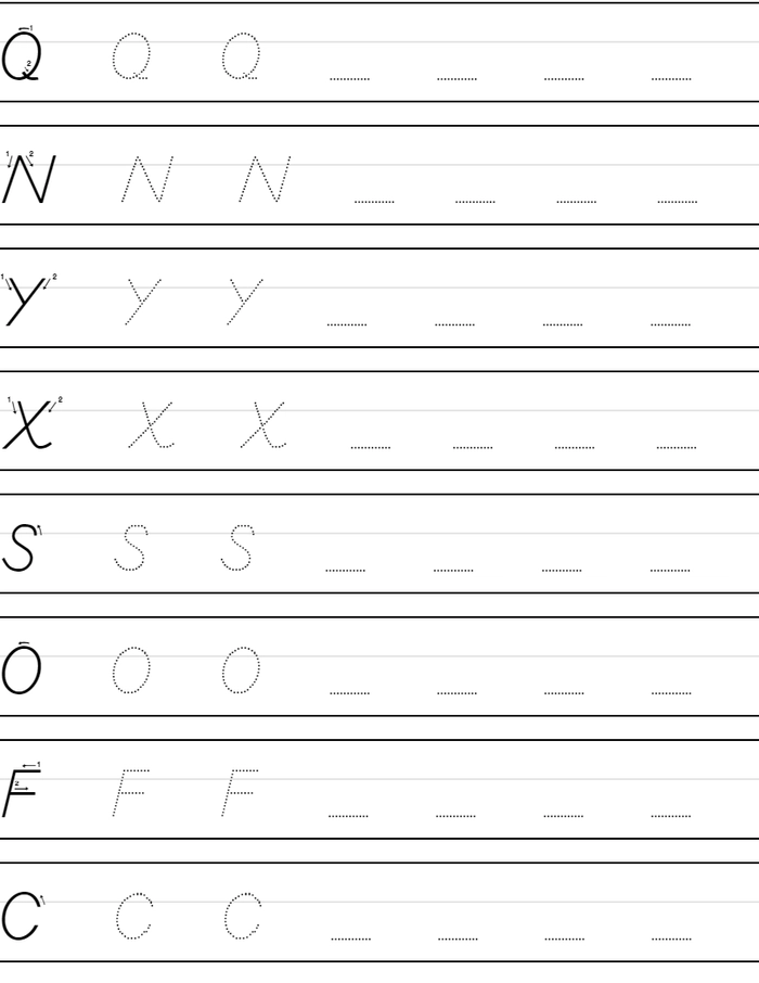 Litery alfabetu - pisanie po śladzie  worksheet