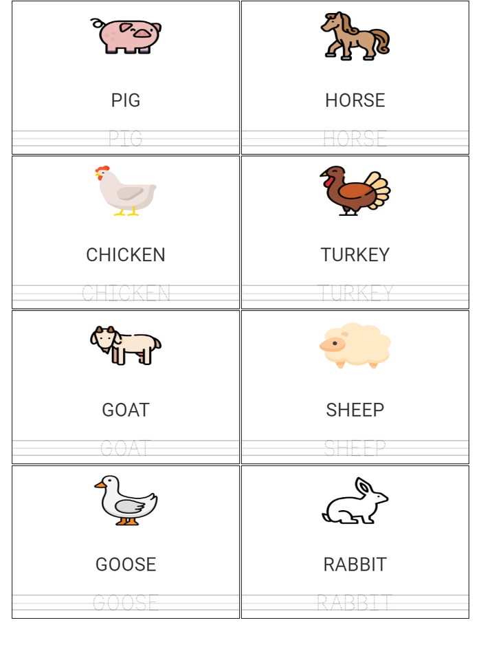 Read and Write Farm Animals worksheet