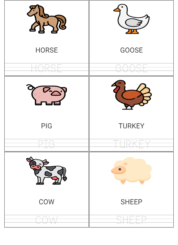 Reading Farm Animals Worksheet for Kids - Identify Animals with Images and Names worksheet