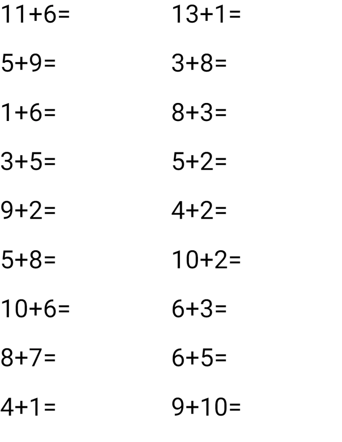 Dodawanie w zakresie 1-15 worksheet