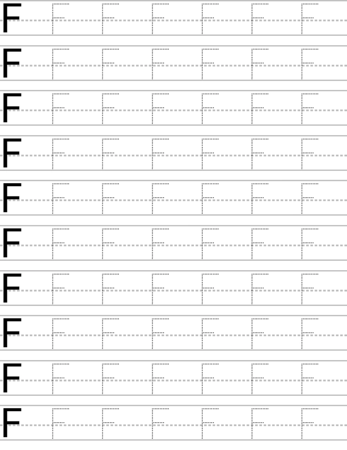 Pisanie dużej litery "F" worksheet