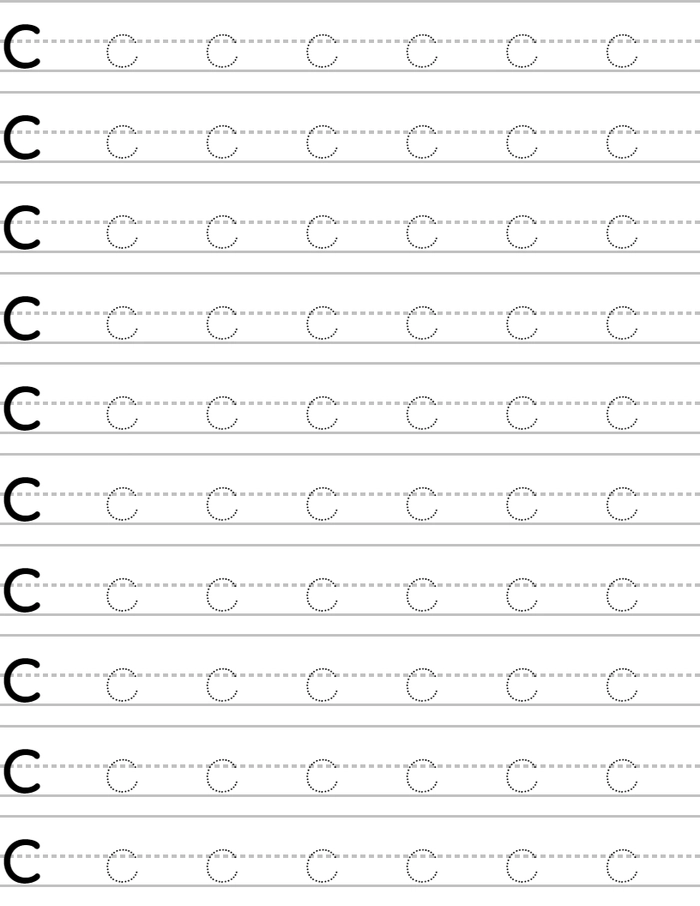 Pisanie małej litery "c" worksheet