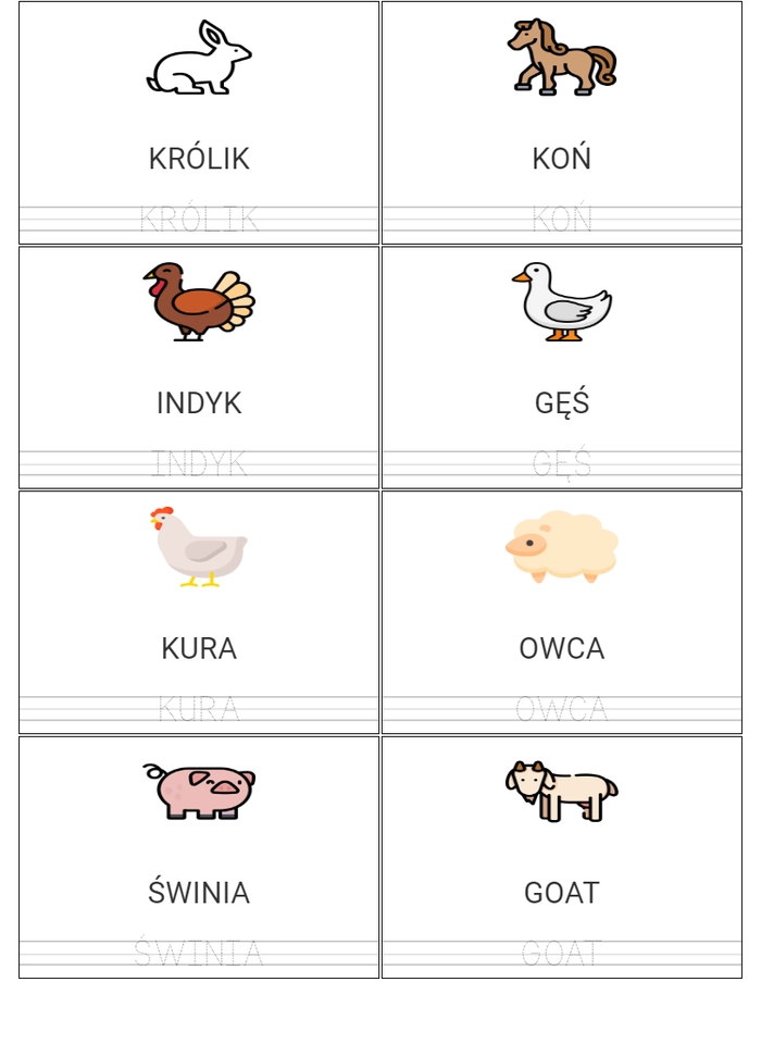 Nauka czytania i pisania zwierząt domowych worksheet