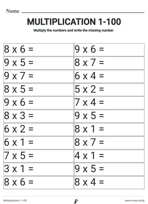 Multiplication 1-100