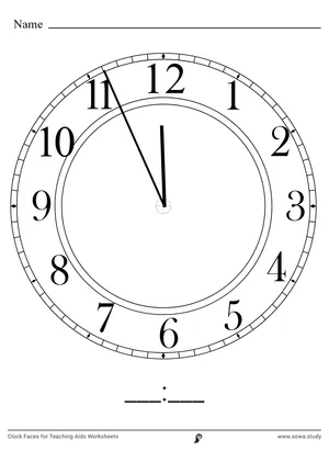 Clock Faces for Teaching Aids Worksheets