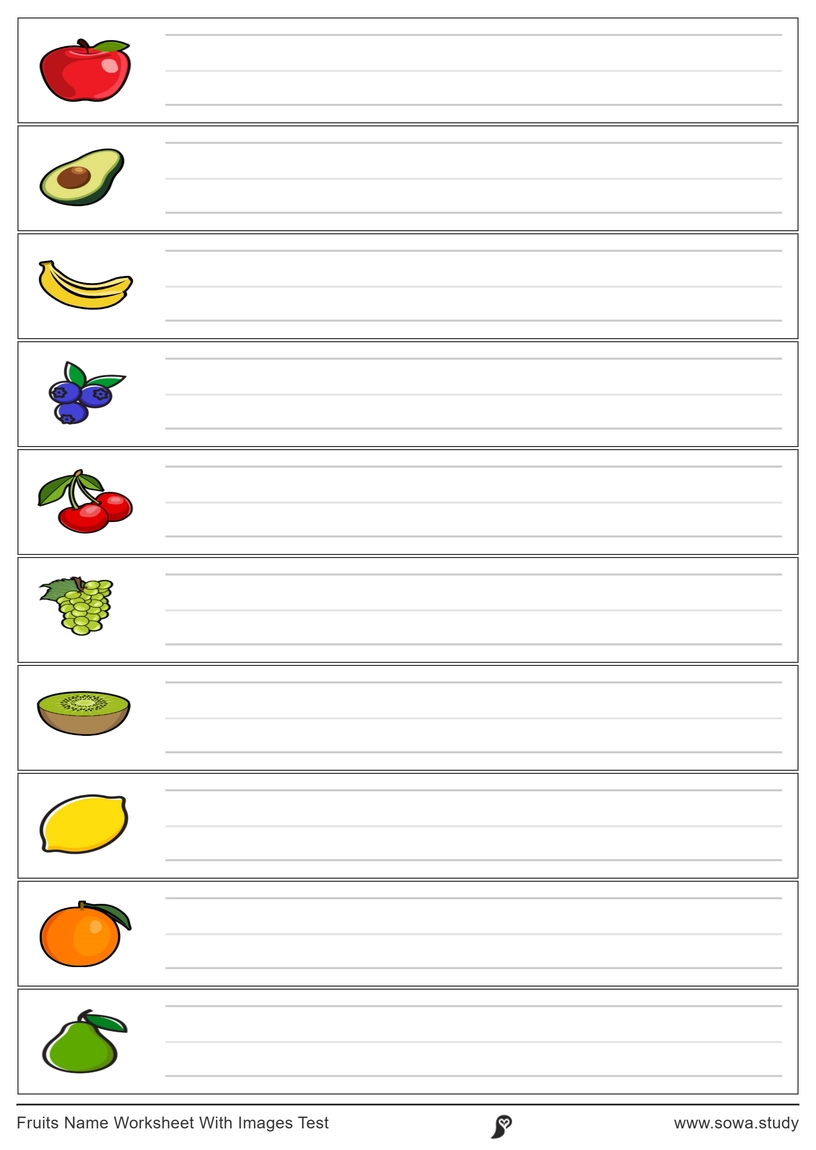 Fruits Name Worksheet With Images Test worksheet