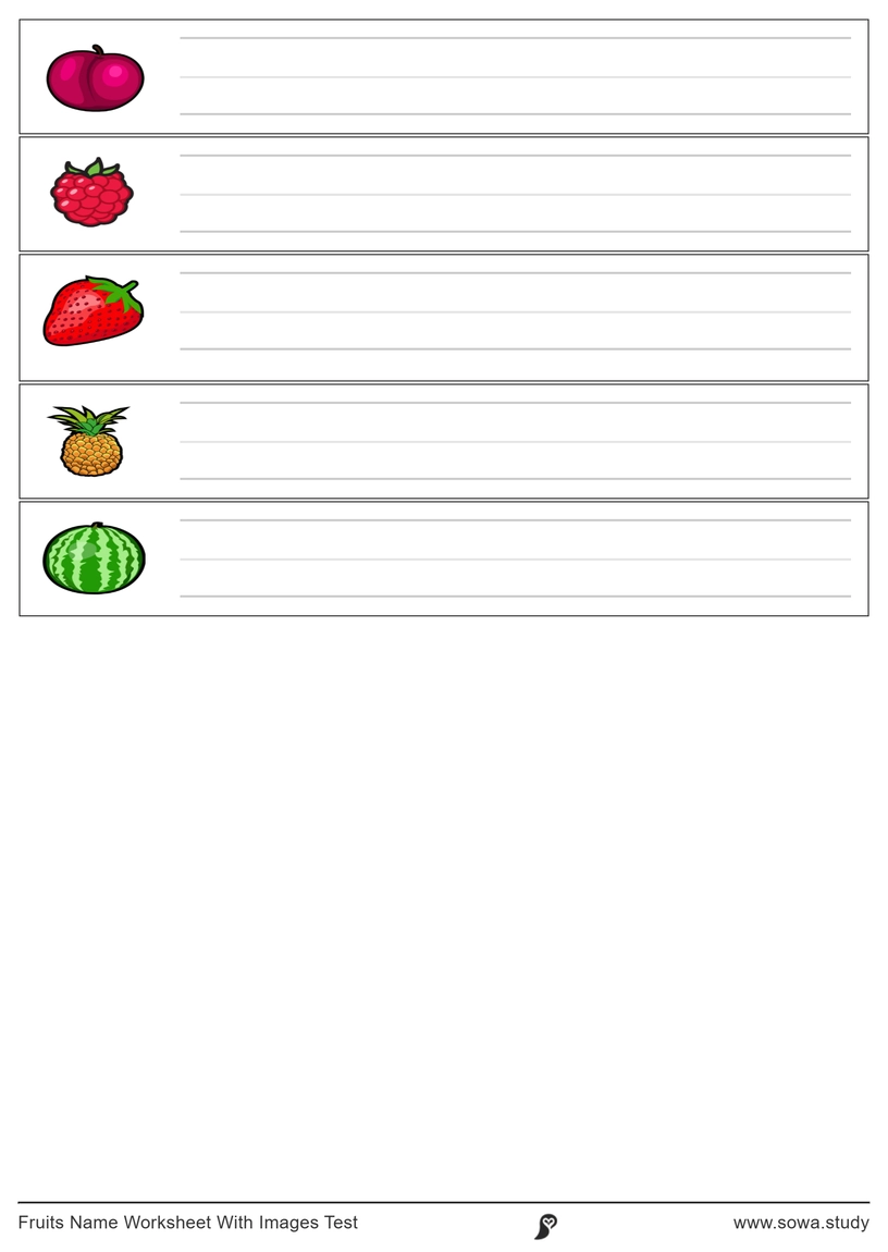 Fruit Names: Trace and Write – version 1