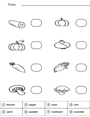Read and match name of vegetables 