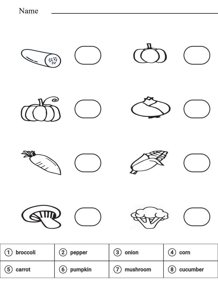 Read and match name of vegetables  worksheet