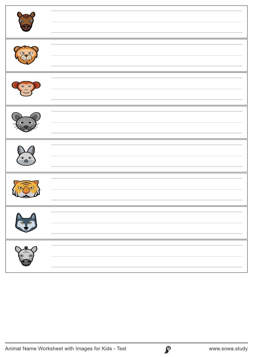 Animal Names: Trace and Write – version 1