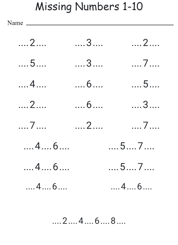 Missing Odd Numbers to 10 Ordering worksheet