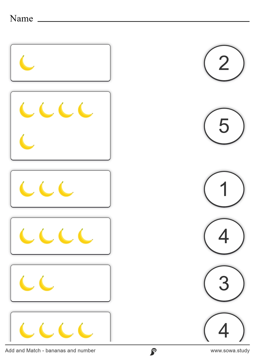 Add and Match - bananas and number – version 1