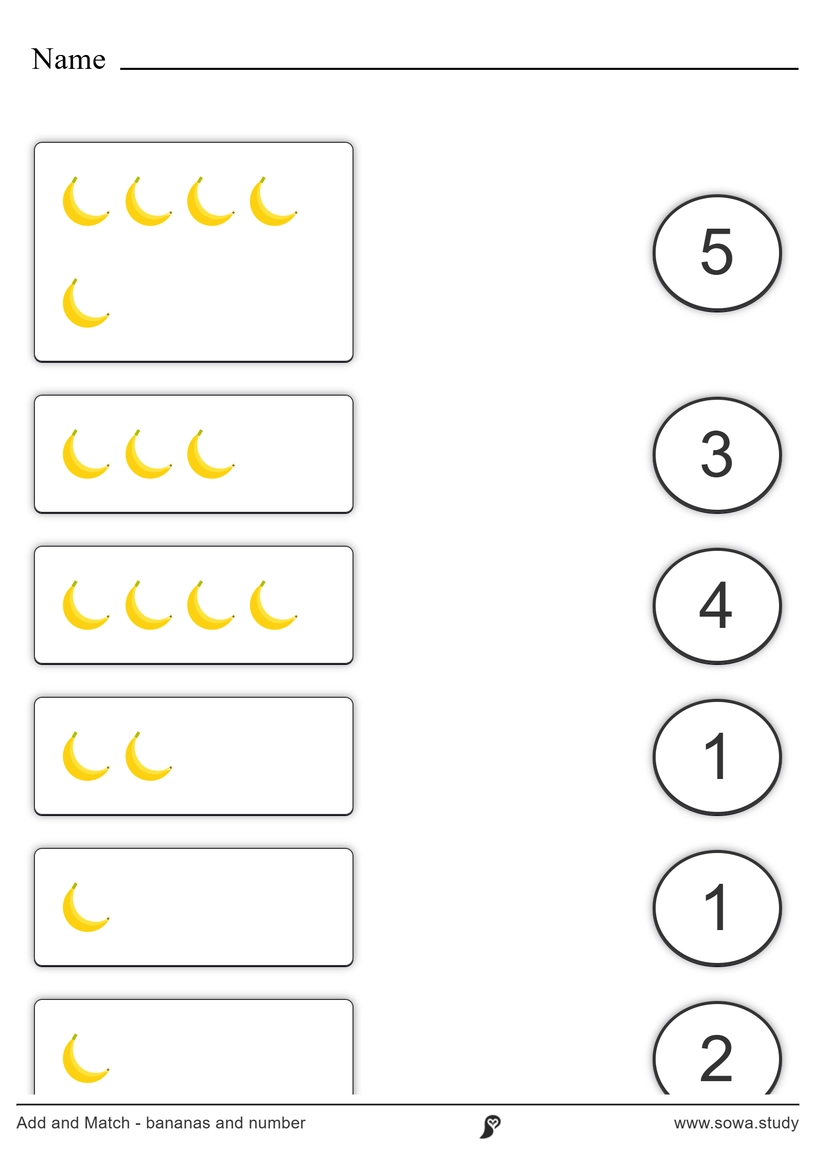 Add and Match - bananas and number – version 2