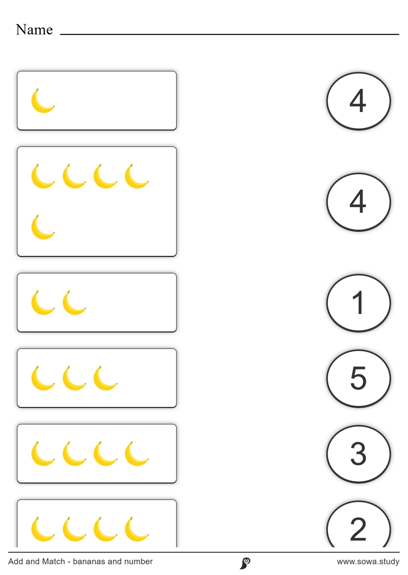Add and Match - bananas and number – version 3