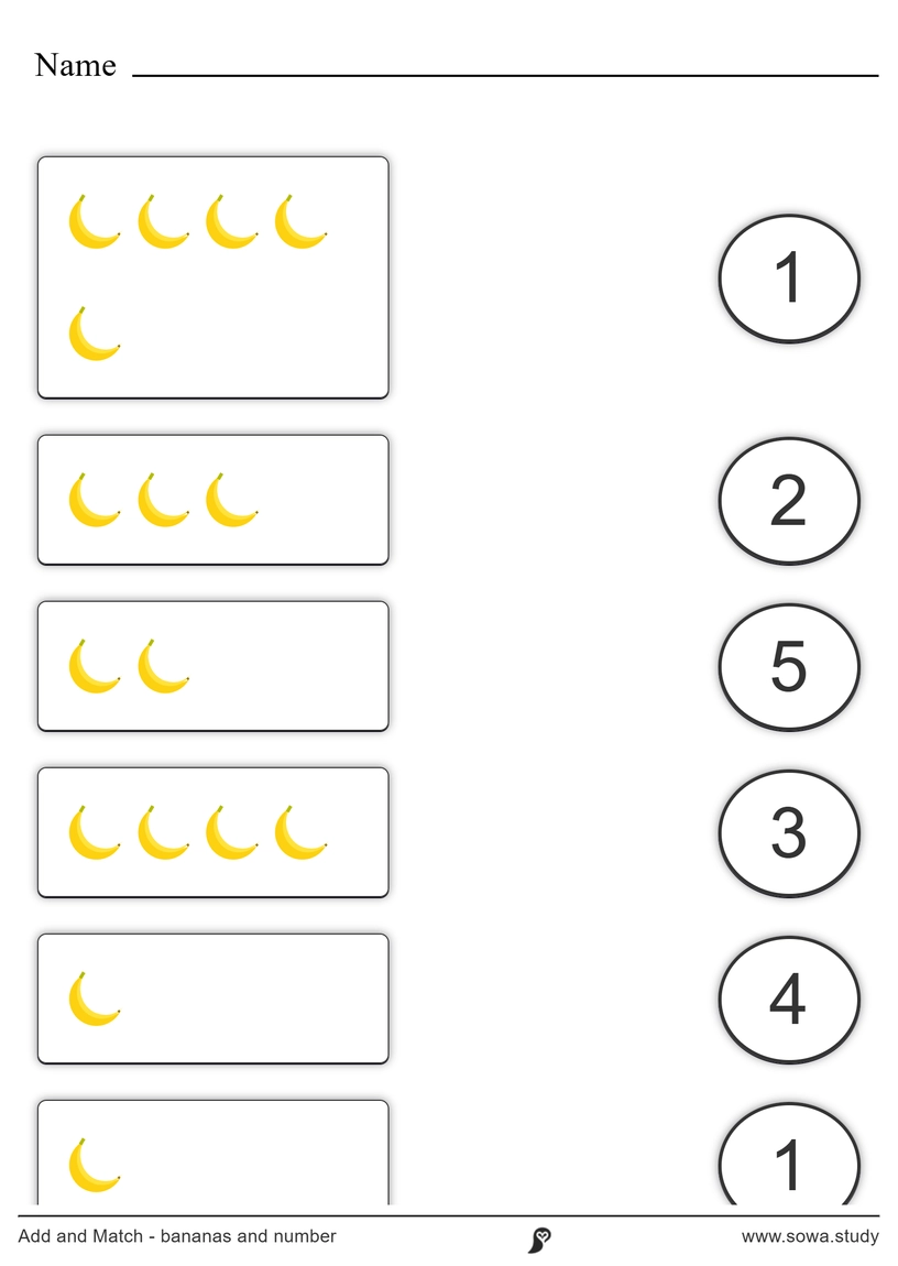 Add and Match - bananas and number – version 4