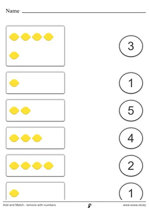 Add and Match - lemons with numbers