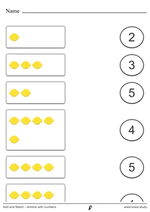 Add and Match - lemons with numbers