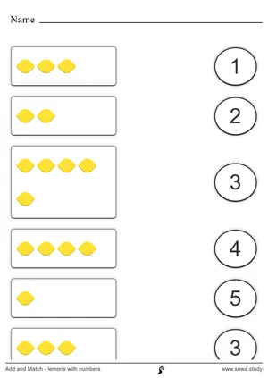 Add and Match - lemons with numbers