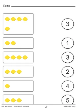 Add and Match - lemons with numbers