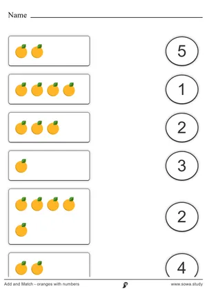 Add and Match - oranges with numbers