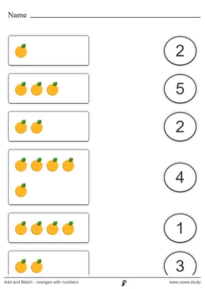 Add and Match - oranges with numbers