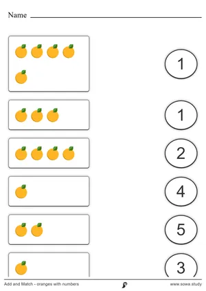Add and Match - oranges with numbers