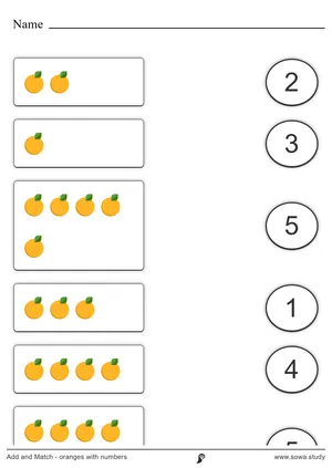 Add and Match - oranges with numbers
