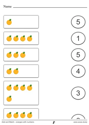 Add and Match - oranges with numbers